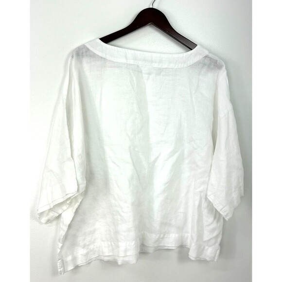 Pure Jill Linen Top Women Sz L White Boxy Oversized Blouse Lightweight 1080H4 - Picture 7 of 12
